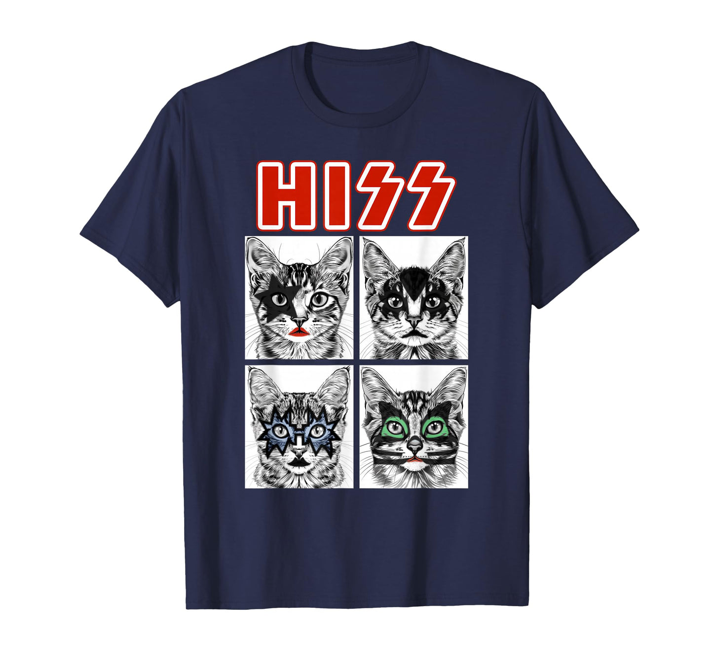 Retro Cat Rock Music Concert Band Men Kids Women Funny Cat T-Shirt