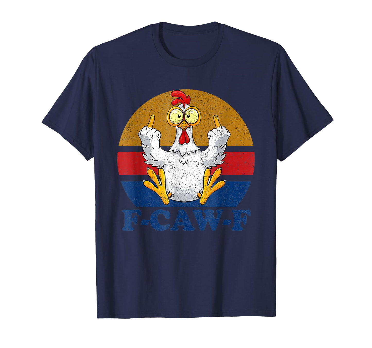F-CAW-F Funny Chicken Flipping Off Vintage Retro Rooster T-Shirt