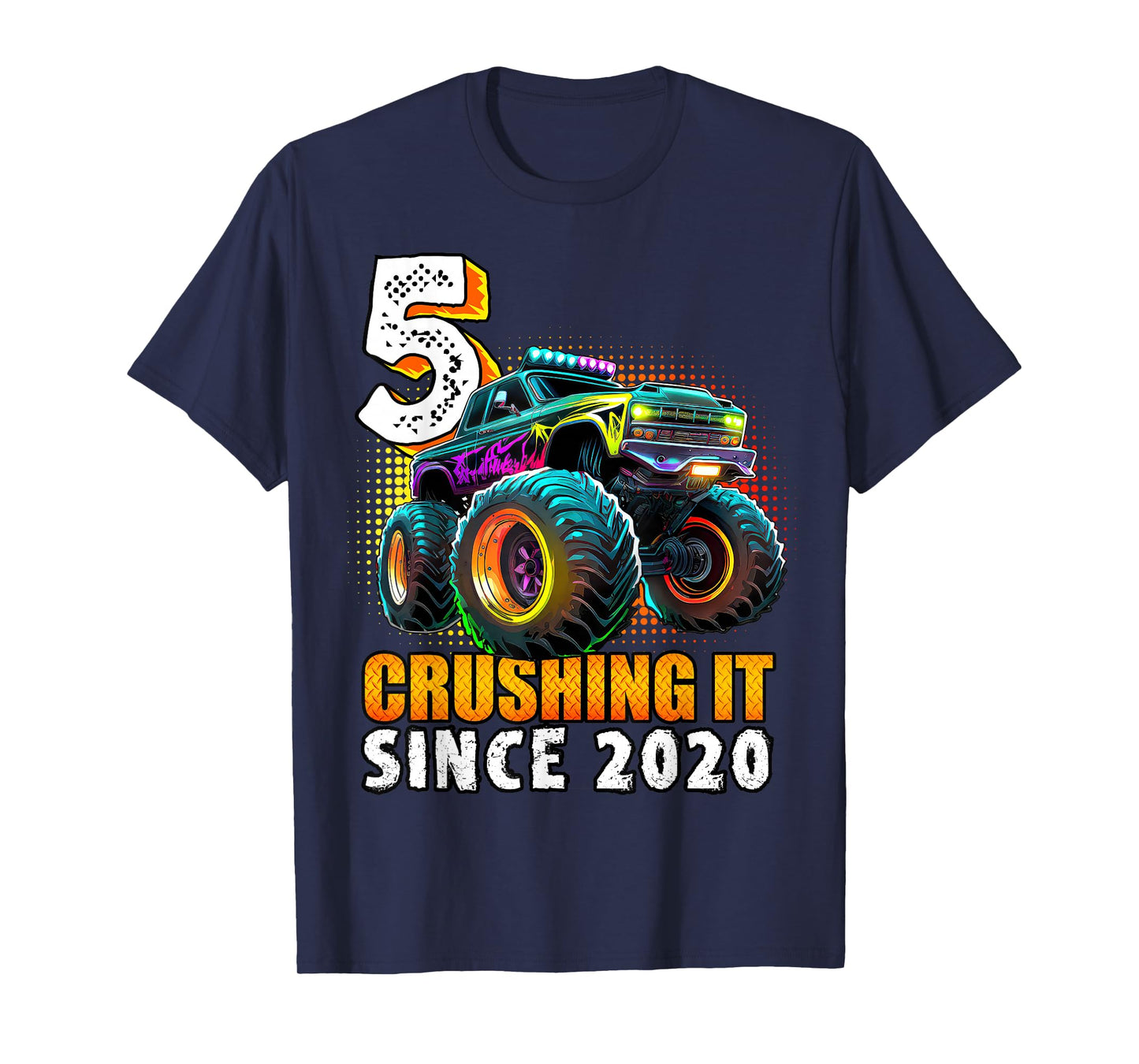 Birthday Monster Truck 5 year Old Boys 5th Party Born 2020 T-Shirt