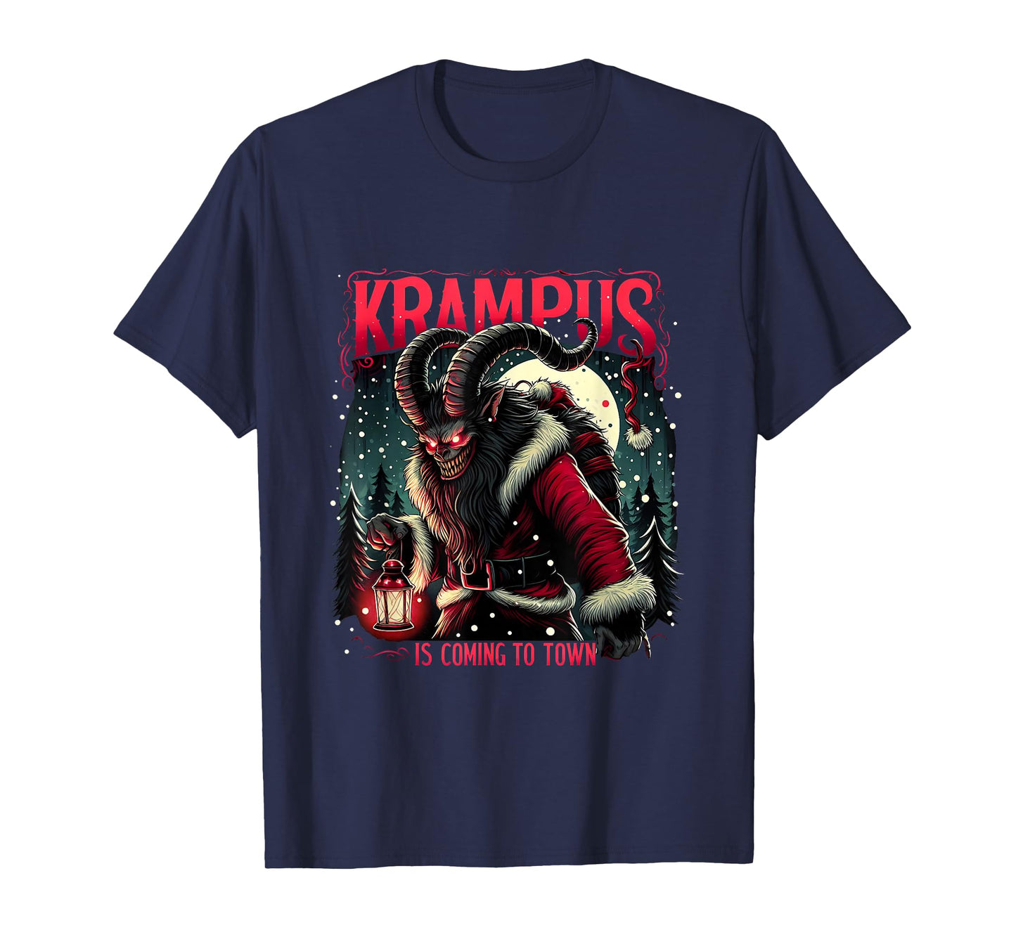 Krampus is Coming to Town Dark Christmas Horror Monster Xmas T-Shirt