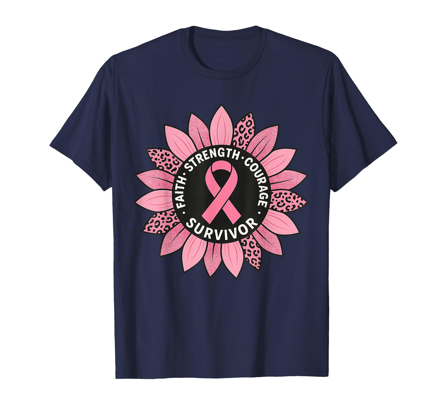 Sunflower Breast Cancer Awareness Survivor Pink Ribbon Women T-Shirt