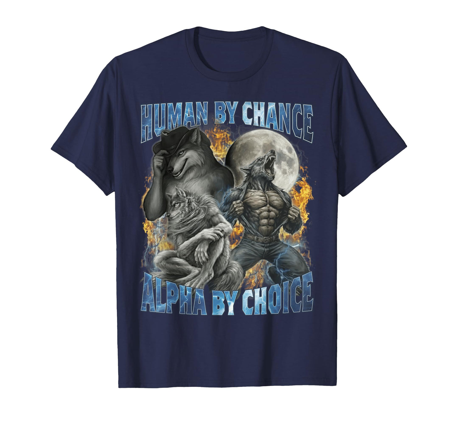 Funny Human by Chance Alpha by Choice Wolf Matching T-Shirt