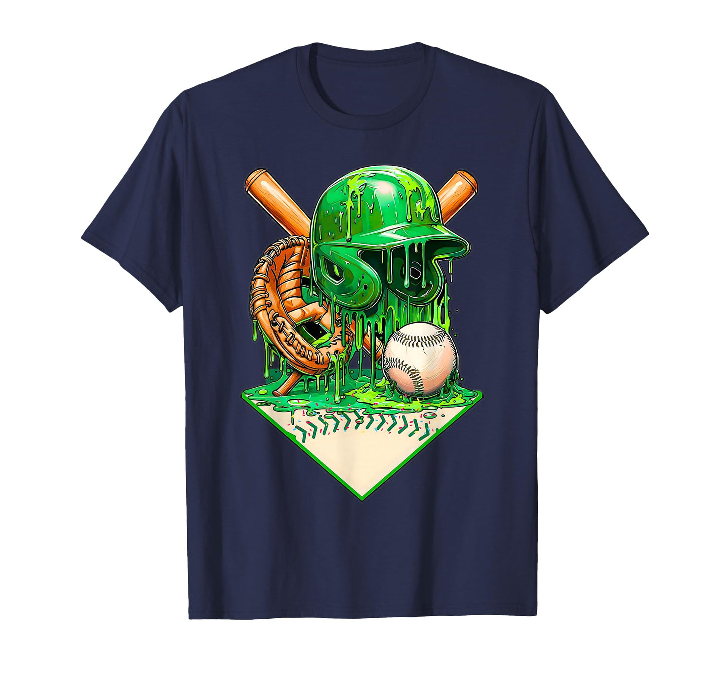 Baseball Life Style Ice Cream Drip Green T-Shirt