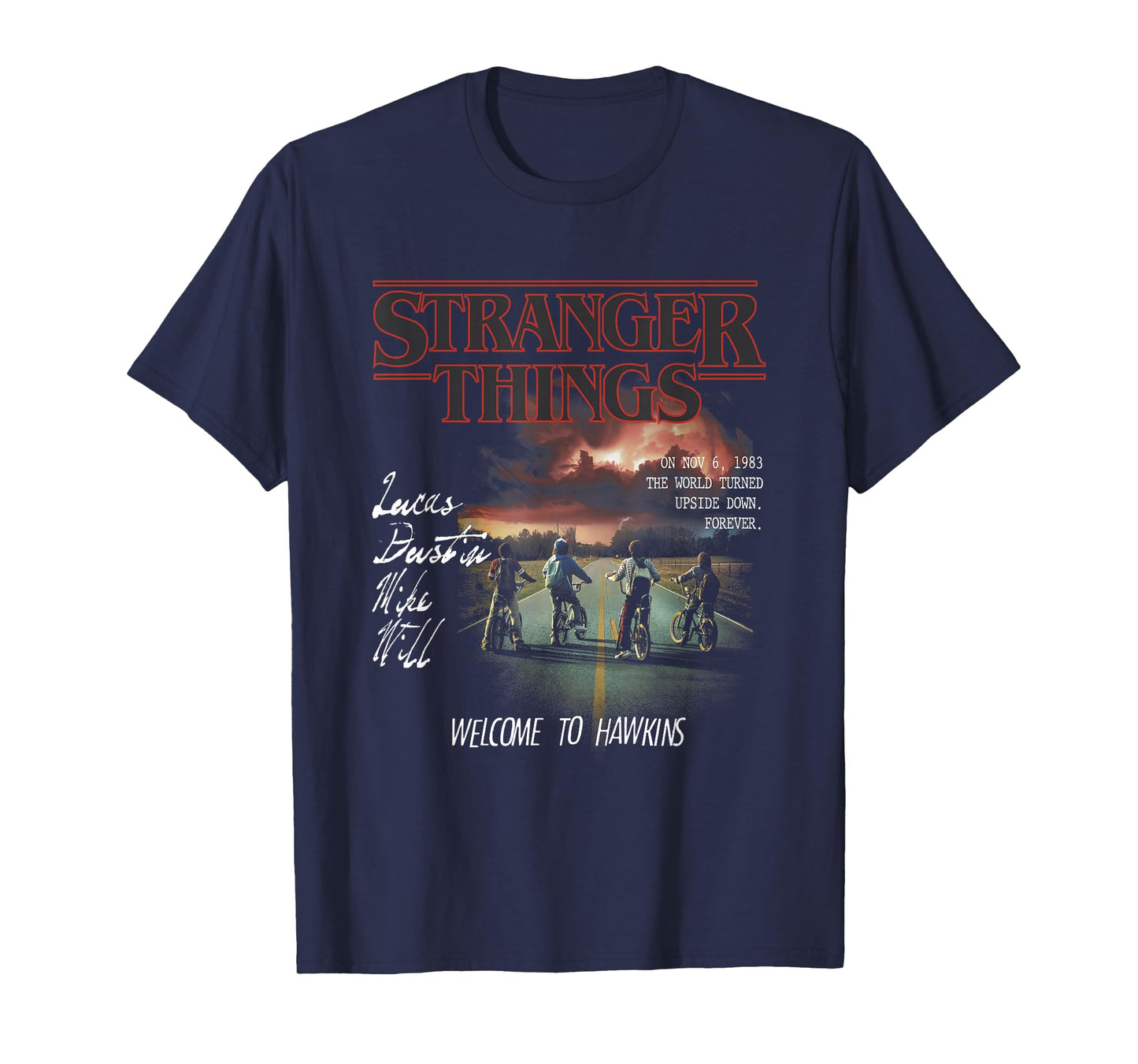 Stranger Things Lucas Dustin Mike Will Welcome to Hawkins T-Shirt