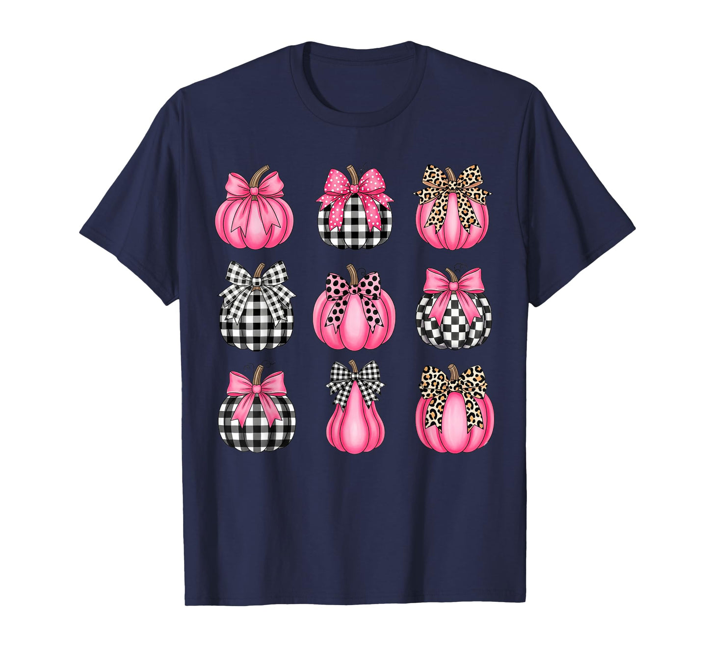 Preppy Buffalo Plaid Pink Pumpkin Shirt Bow Coquette Trendy T-Shirt