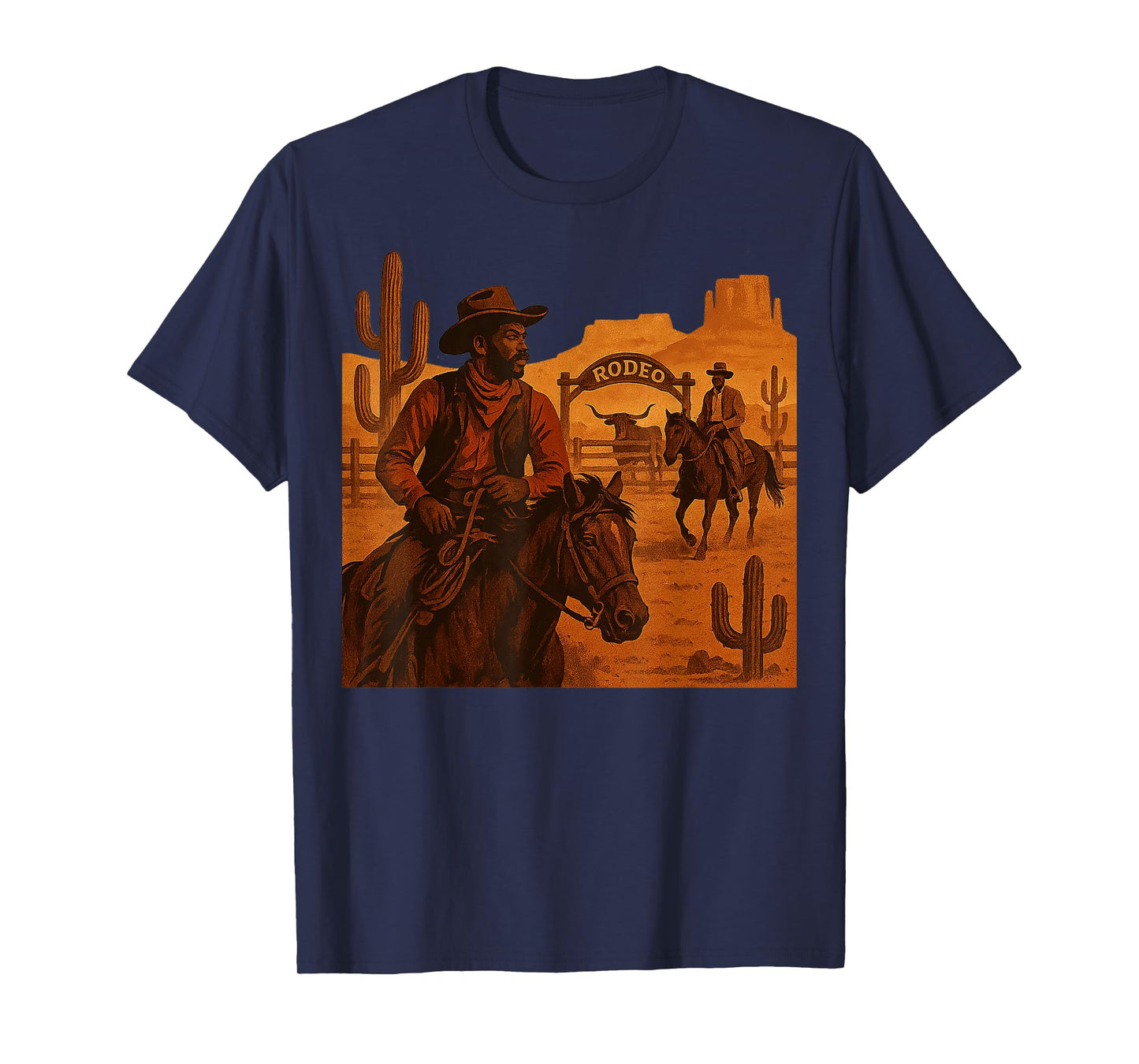 Black Cowboy Western Rodeo Melanin History Texas Boy Men T-Shirt