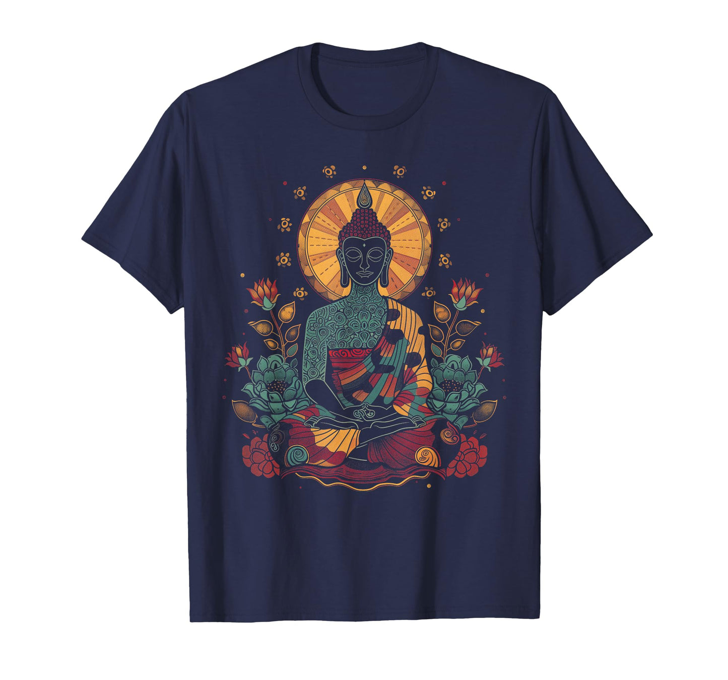 Buddha Floral Vintage Flower Yoga Buddhism Yogi Buddhist T-Shirt