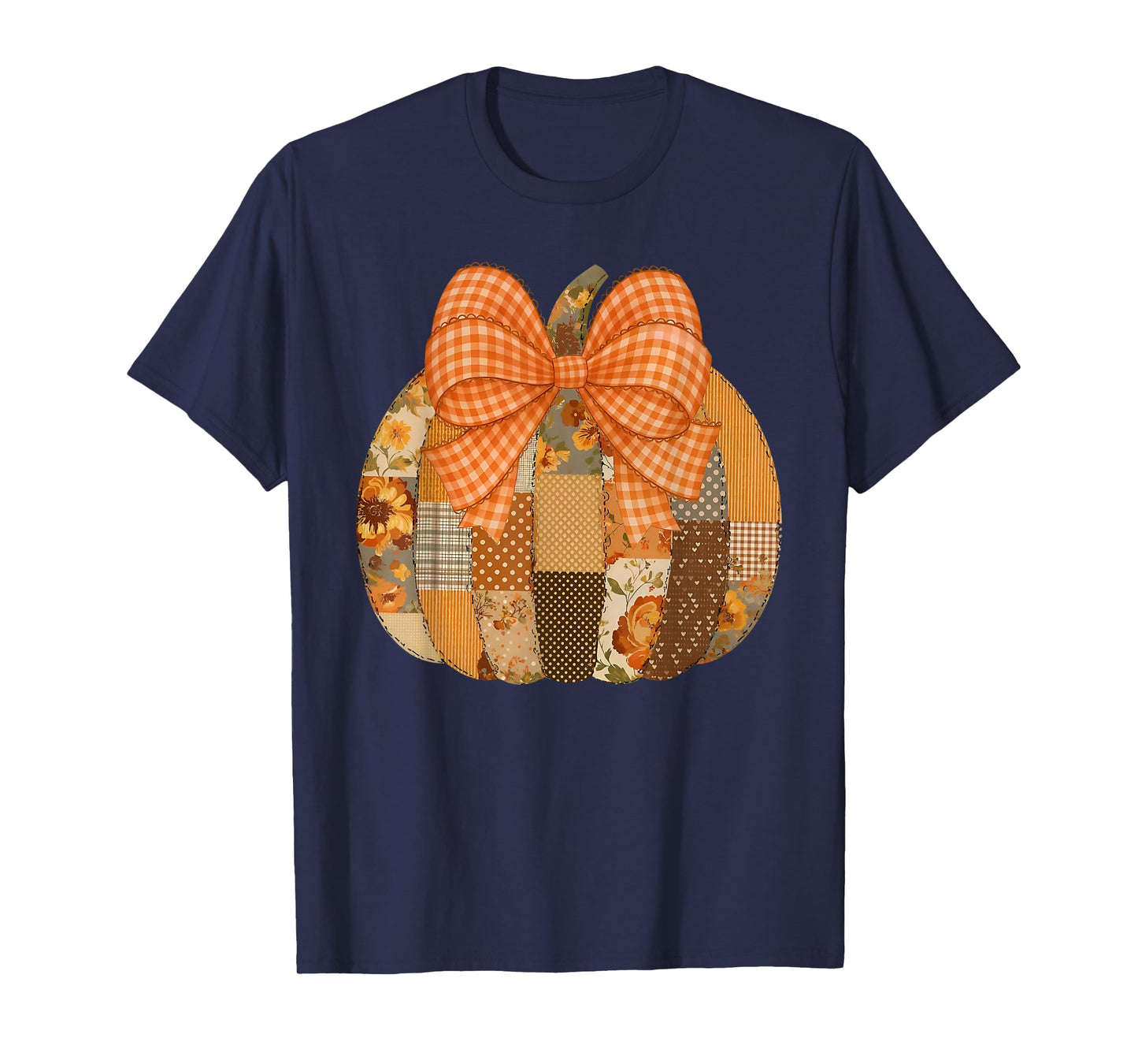 Pumpkin Season Coquette Bow Thanksgiving Autumn Fall Leaves T-Shirt