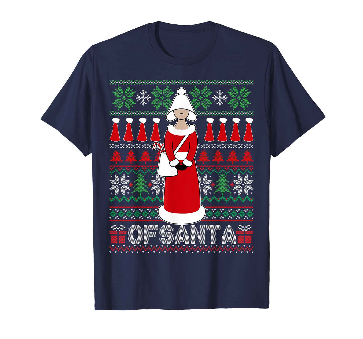 Holiday Knit Parody Graphic with Festive Red Cloak Character T-Shirt