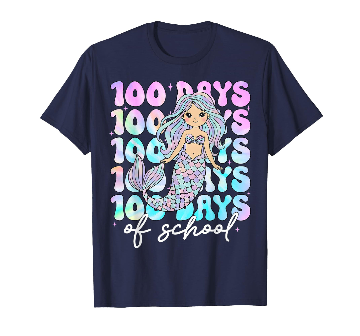 100 Days of School Girls Women 100th Day of School Mermaid T-Shirt