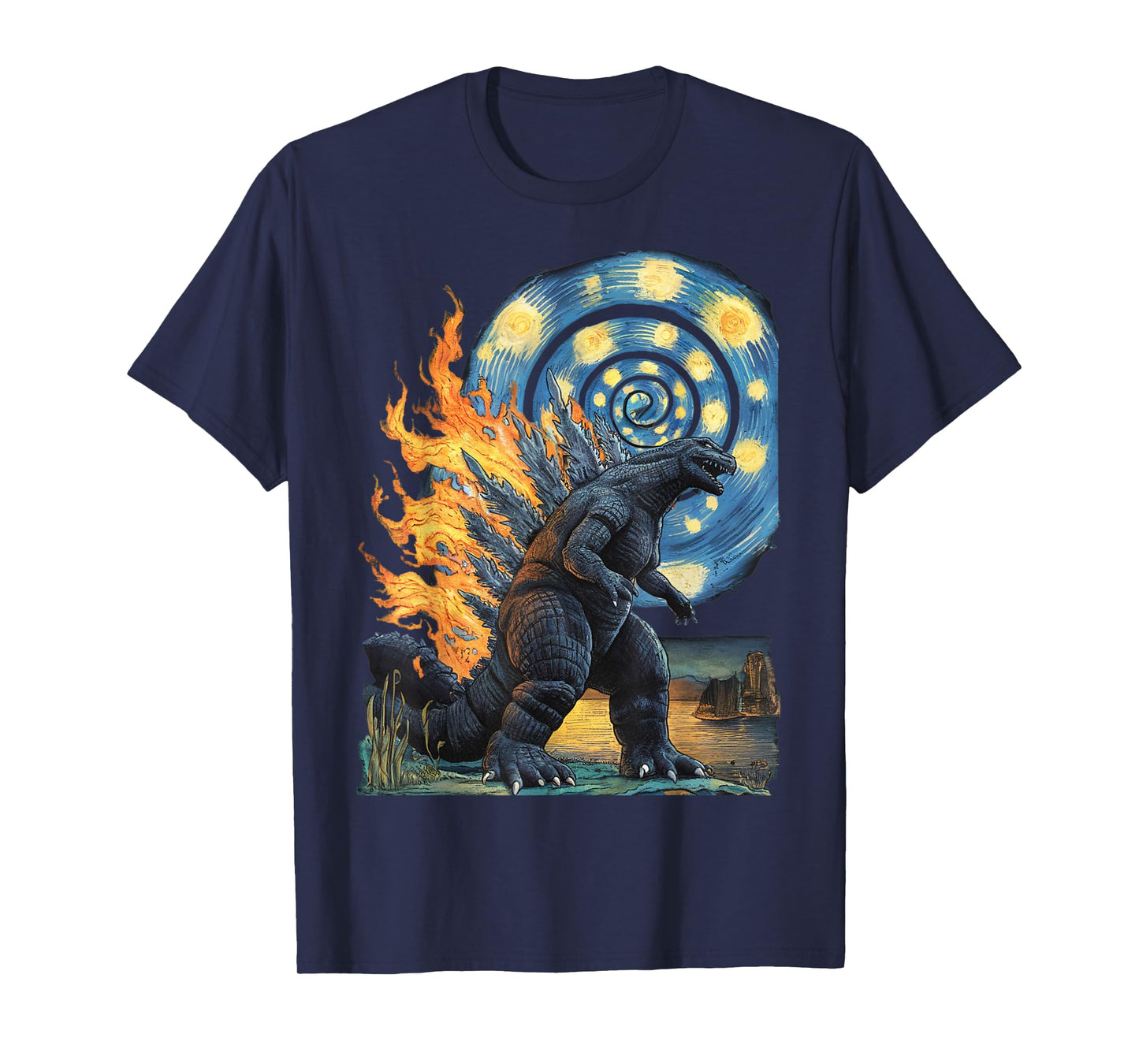 Kaiju Starry Night Japanese Art Anime Van Gogh Funny Gifts T-Shirt