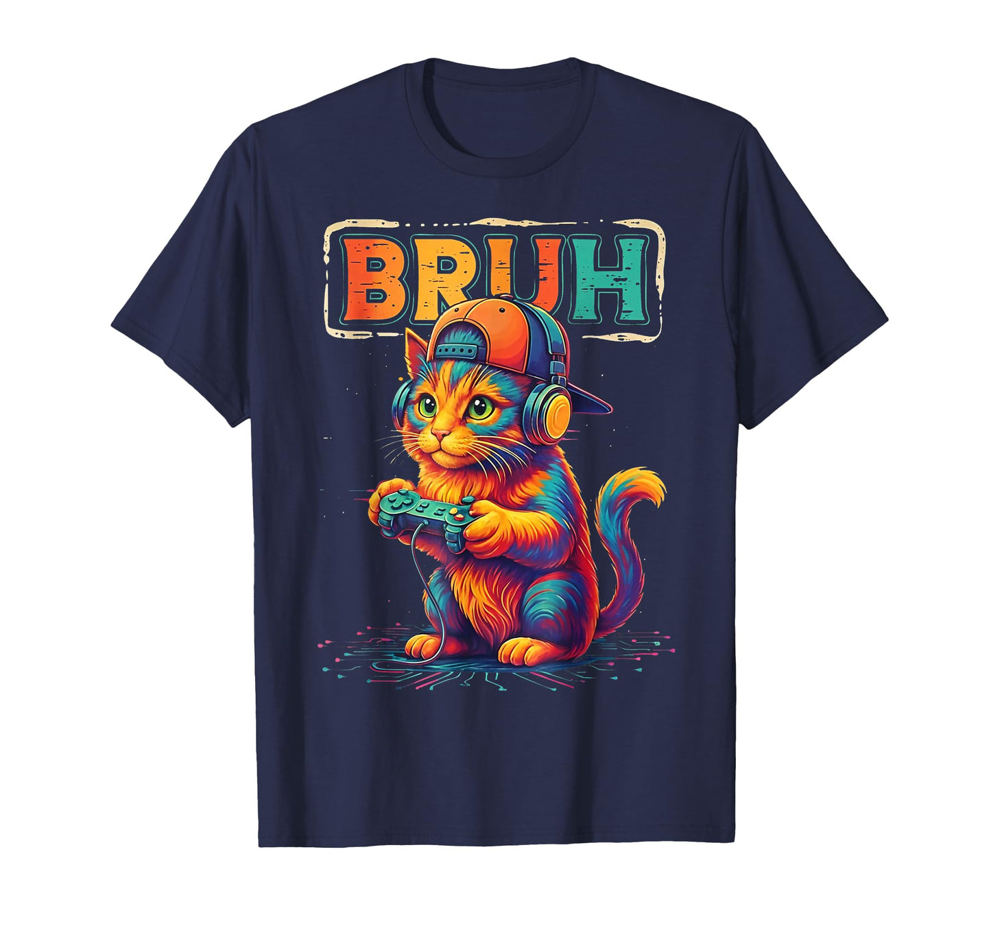 Gamer Bruh Cat Video Games Gift for Boys Teen Men Girls T-Shirt