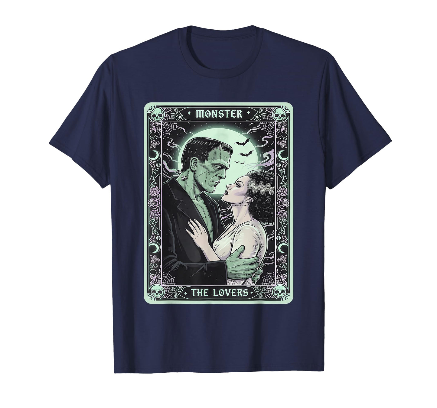 The Monster Frankenstein and Bride The Lovers Tarot Card T-Shirt