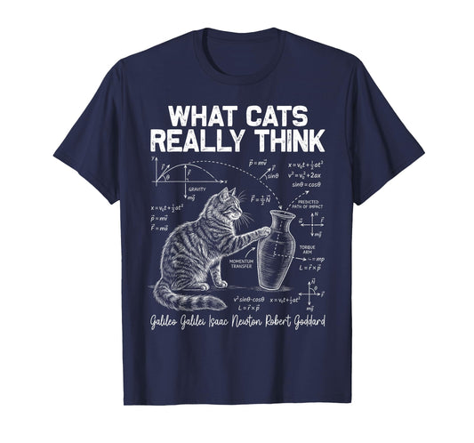 Funny Science Cat Physics Teacher What Cats Really Think T-Shirt