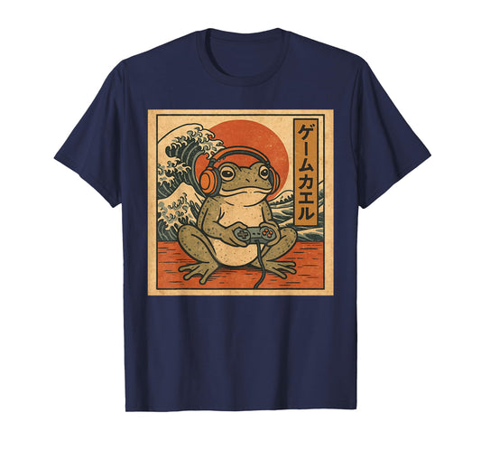 Gaming Frog Art Ukiyo-e Japanese Gamer Anime Men Women Boys T-Shirt