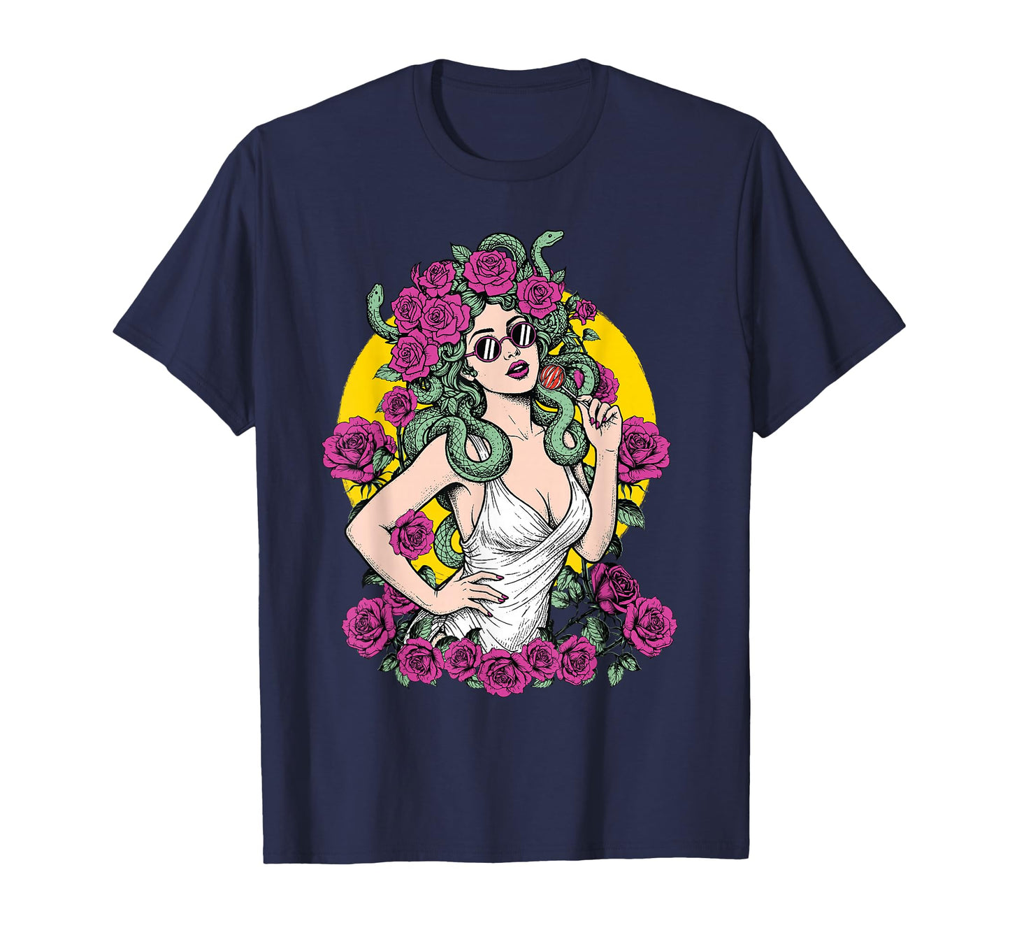 Medusa Lollipop Hippie Modern Snakes Greek Mythology Pop Art T-Shirt