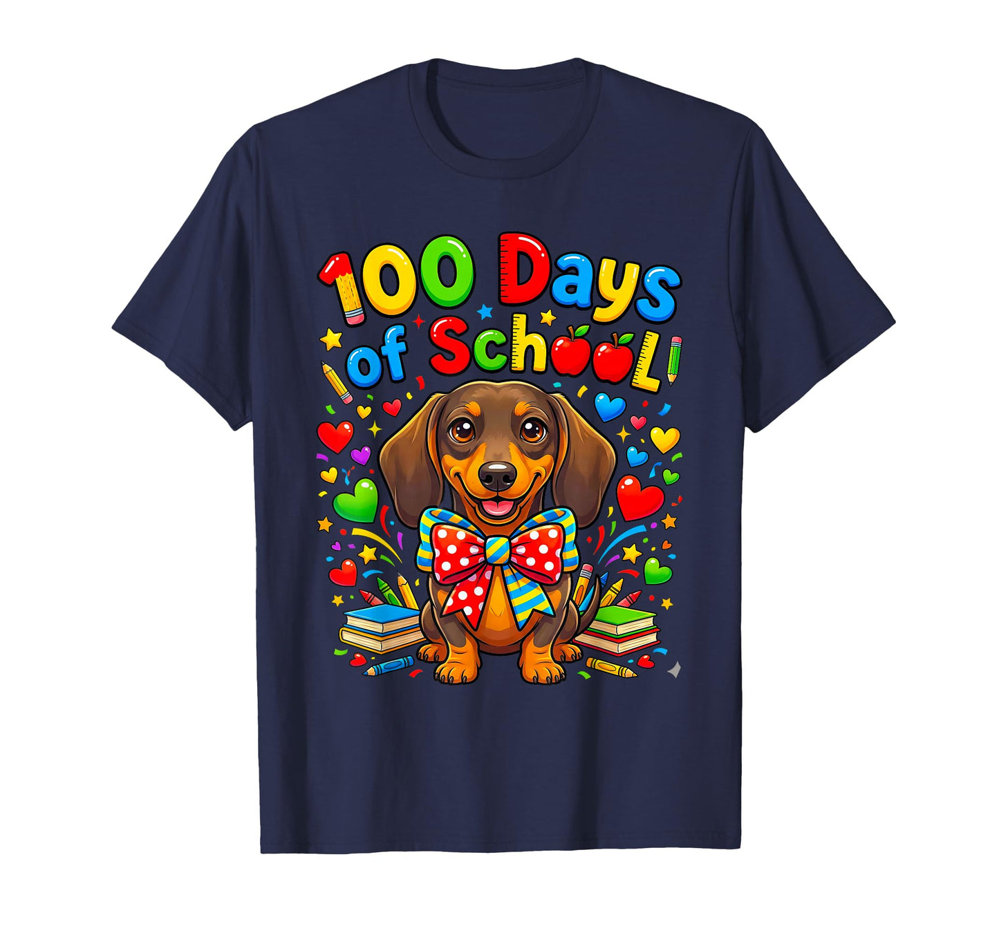 100 Days of School Dachshund Funny 100 Days Kids Teachers T-Shirt