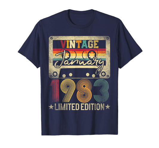 Vintage 1983 January 43 Years Old 43rd Birthday Men Women T-Shirt