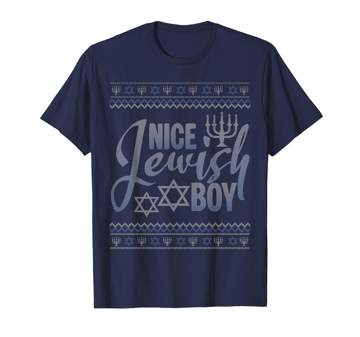 Nice Jewish Boy Menorah Ugly Christmas Happy Hanukkah T-Shirt