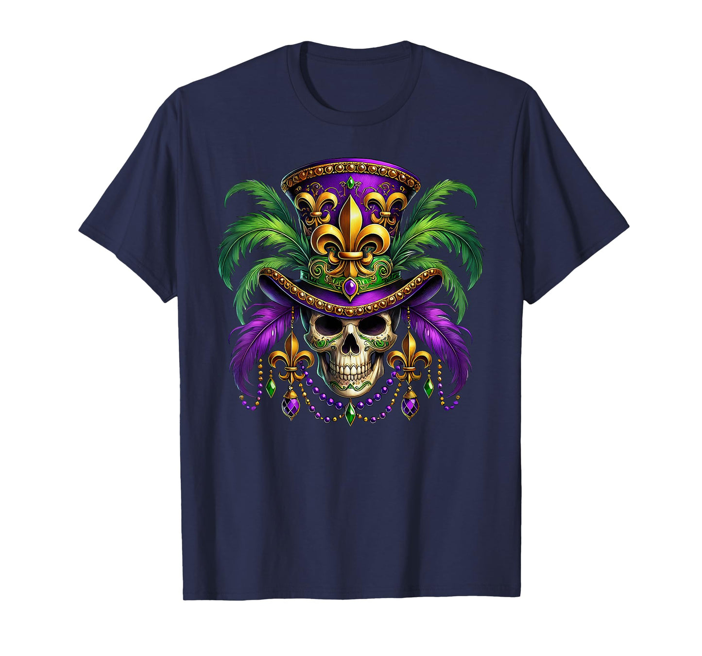 Mardi Gras Skull Top Hat New Orleans Witch Doctor Voodoo T-Shirt