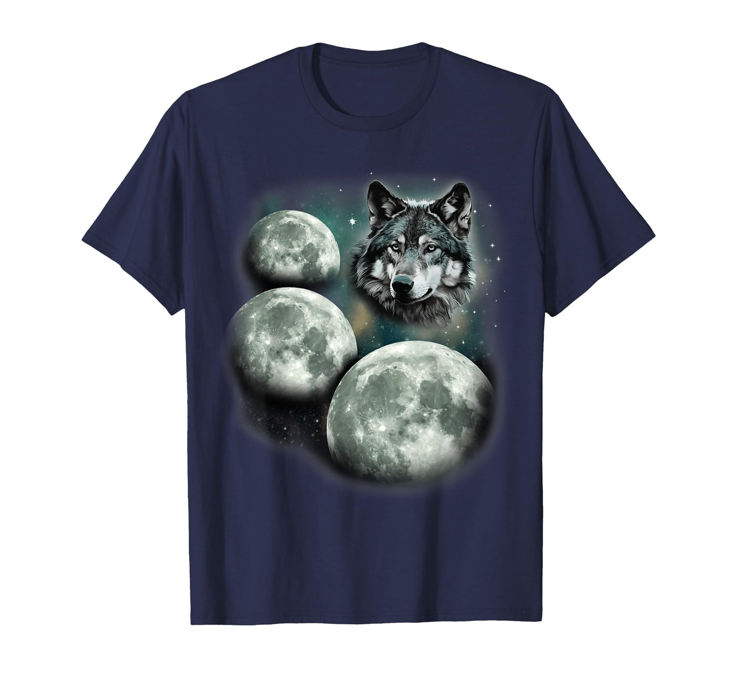 Three Moon Wolf | 3 Moons Howling At Space Wolf Magic Meme T-Shirt