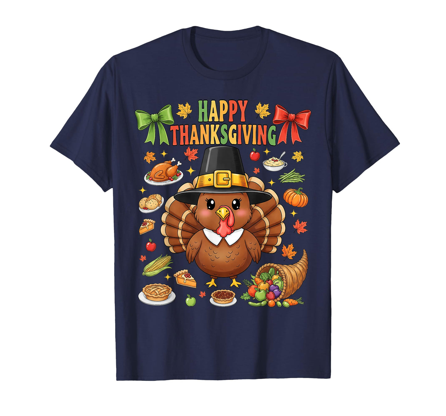 Cute Turkey Happy Thanksgiving Matching Family Women Men Kid T-Shirt