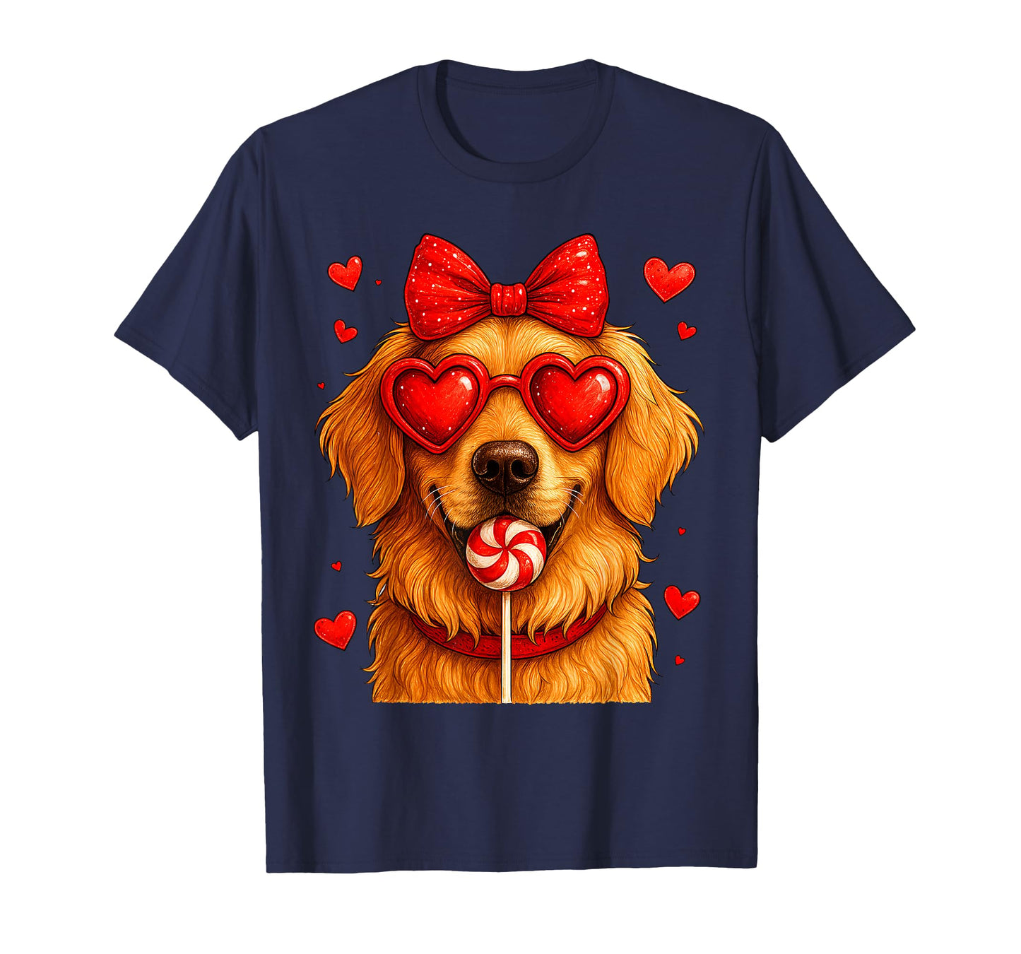 Cute Golden Retriever Valentine Heart Candy Valentines Day T-Shirt