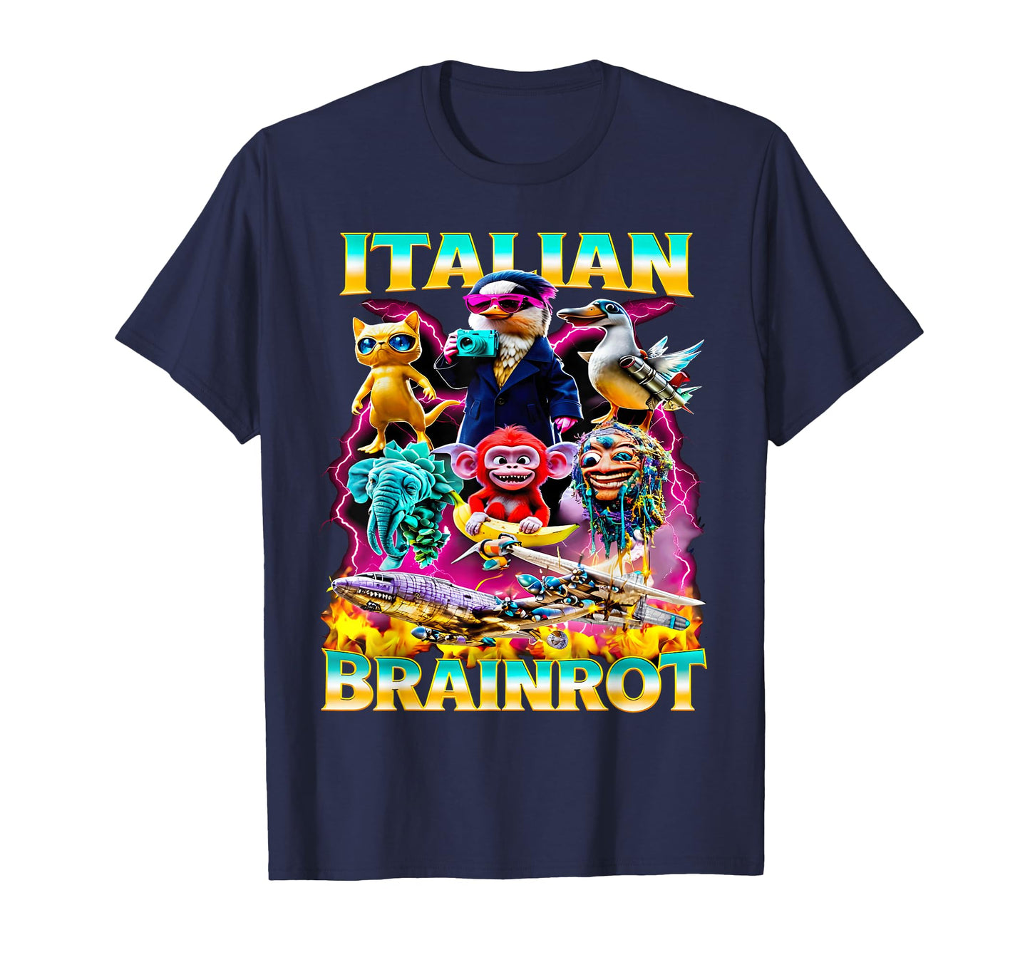 Types of Italian Brainrot Meme Character Hand Drawn for Kids T-Shirt