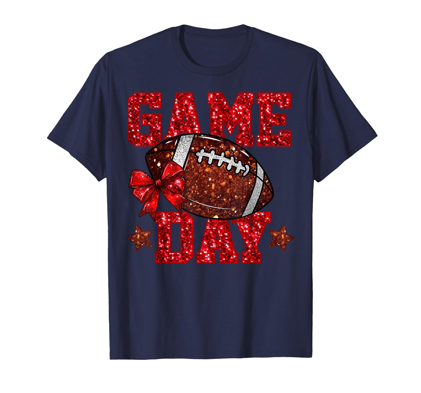 Game Day Football Red Coquette Bow Team Spirit Touchdown T-Shirt