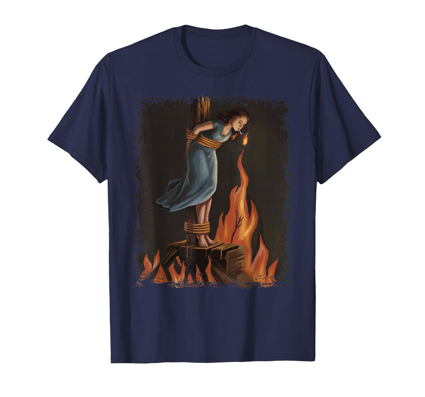 Witch Lighting Cigarette With Flames Occult Unholy Funny T-Shirt