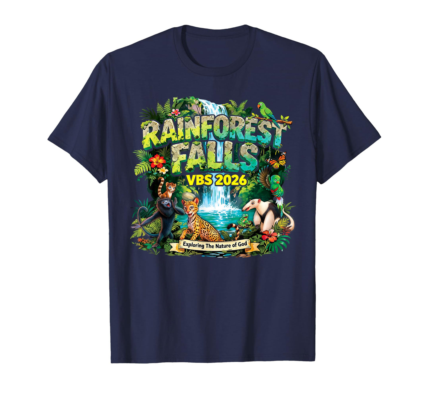 Rainforest Falls VBS 2026 Jesus Faith Bible Verse Kids T-Shirt