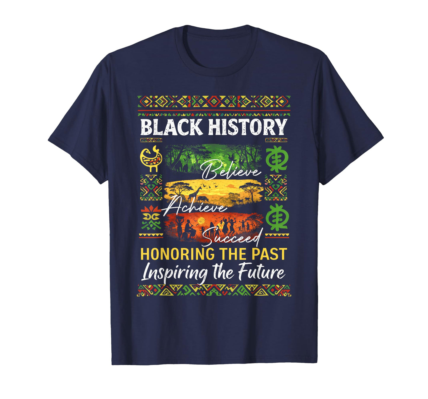 Black History Month Believe Achieve Succeed African Freedom T-Shirt