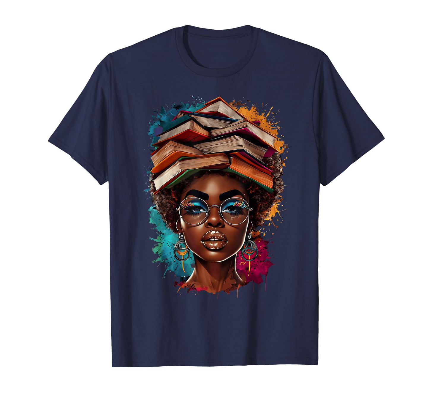 Melanin Black Girl Afro Book Lover Librarian Teacher Student T-Shirt