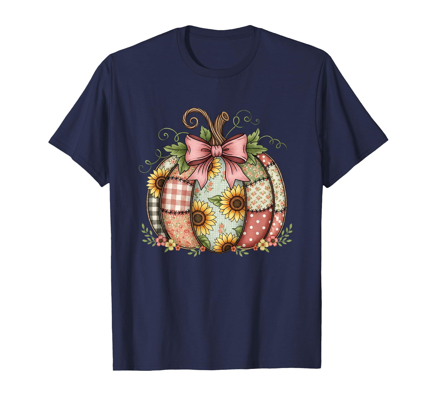 Sewing Mom Quilting Patchwork Pumpkin Quilt Floral Fall T-Shirt