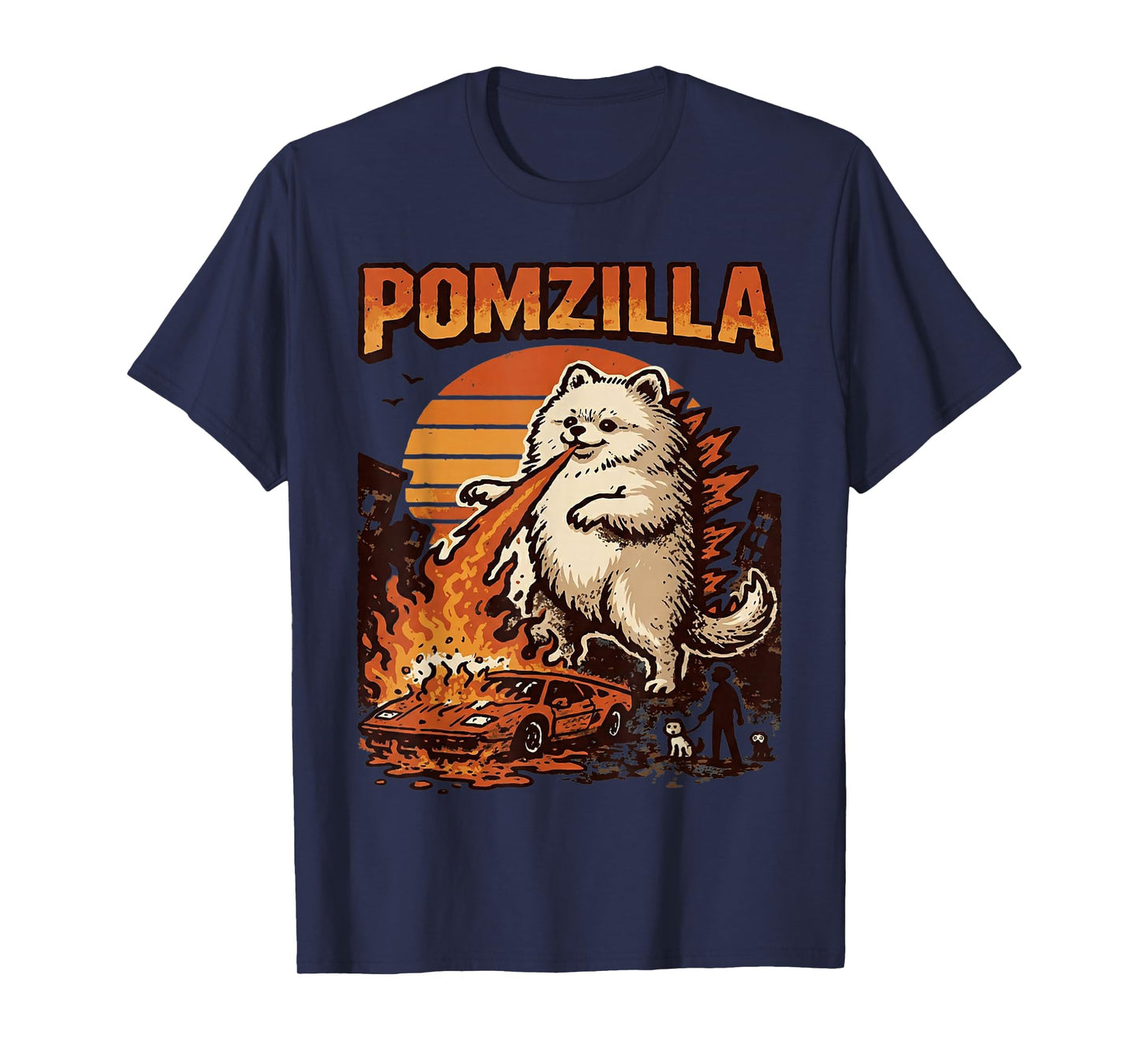 Pomzilla Pomeranian Dog Vintage Monster Pom Dog Lover T-Shirt