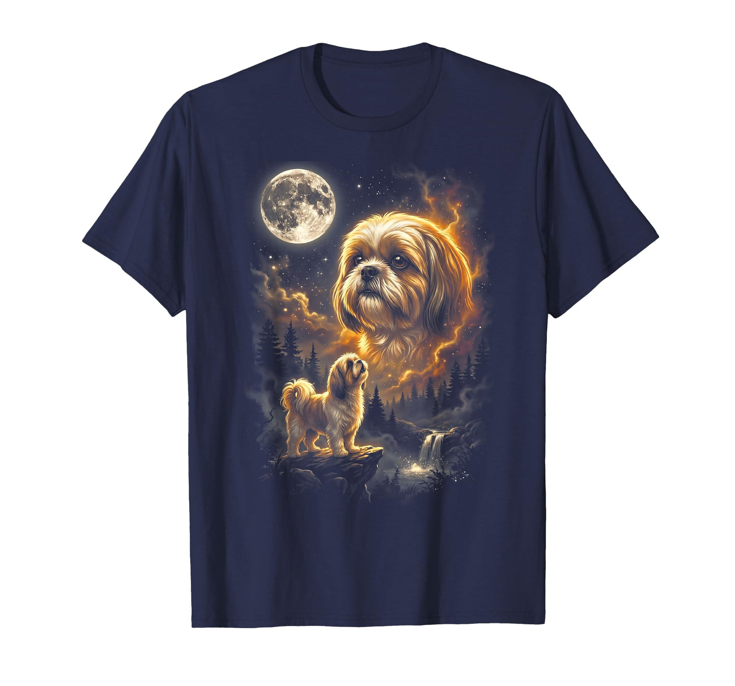 Shih Tzu Howling to The Moon Retro Vintage 90s Funny Dog T-Shirt