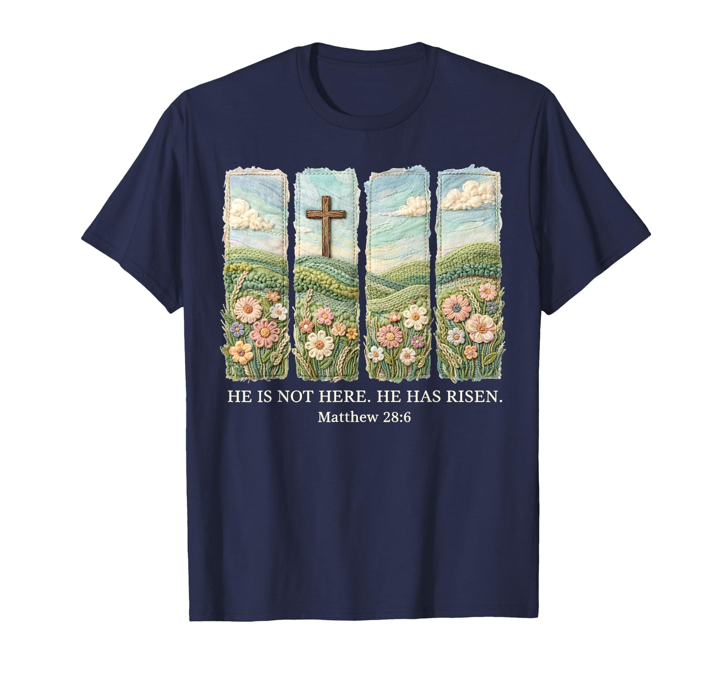 He is Risen Christian Wildflower Happy Easter Women Girls T-Shirt