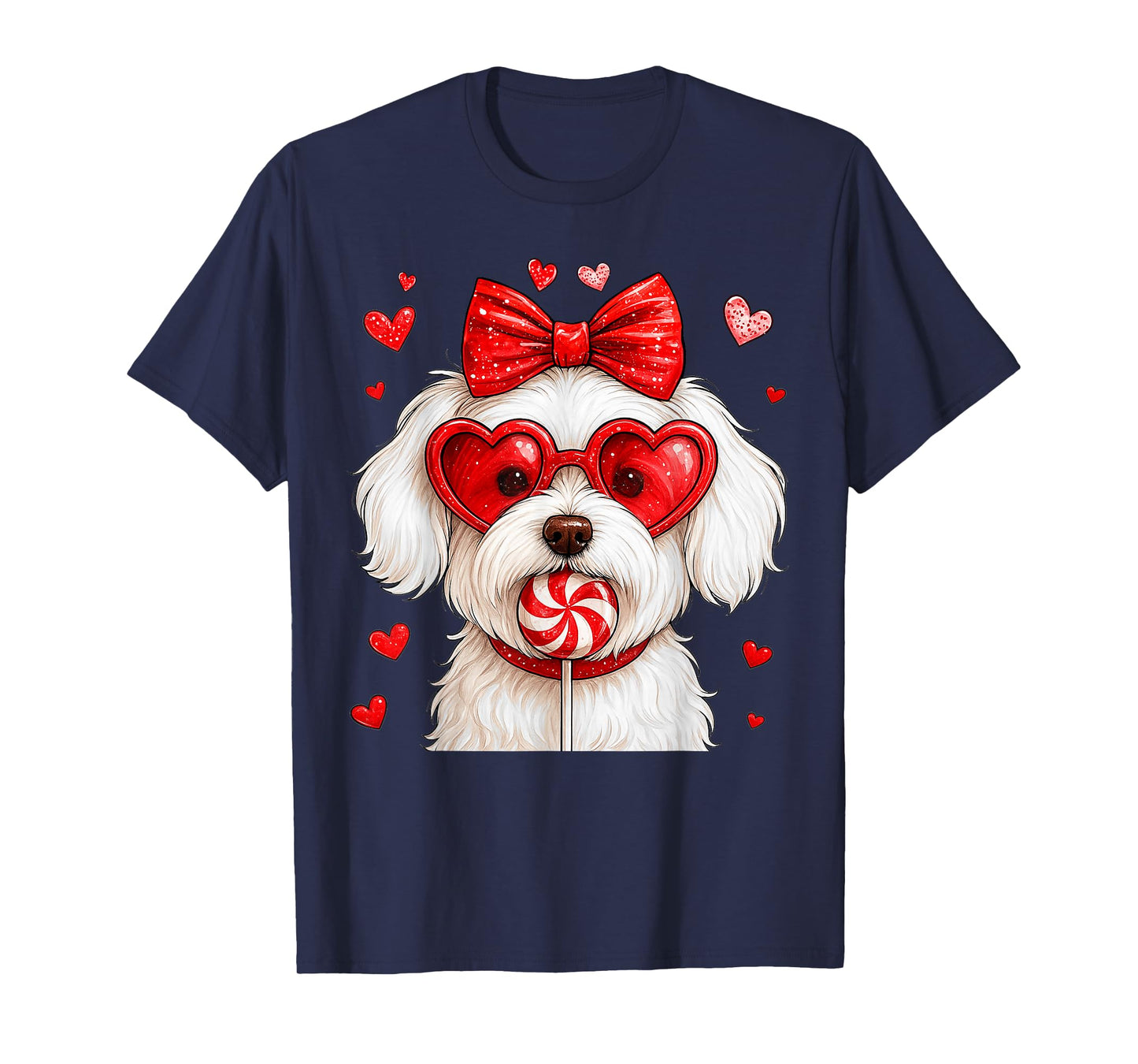 Cute Maltese Valentine Heart Candy Valentines Day Girls Kids T-Shirt