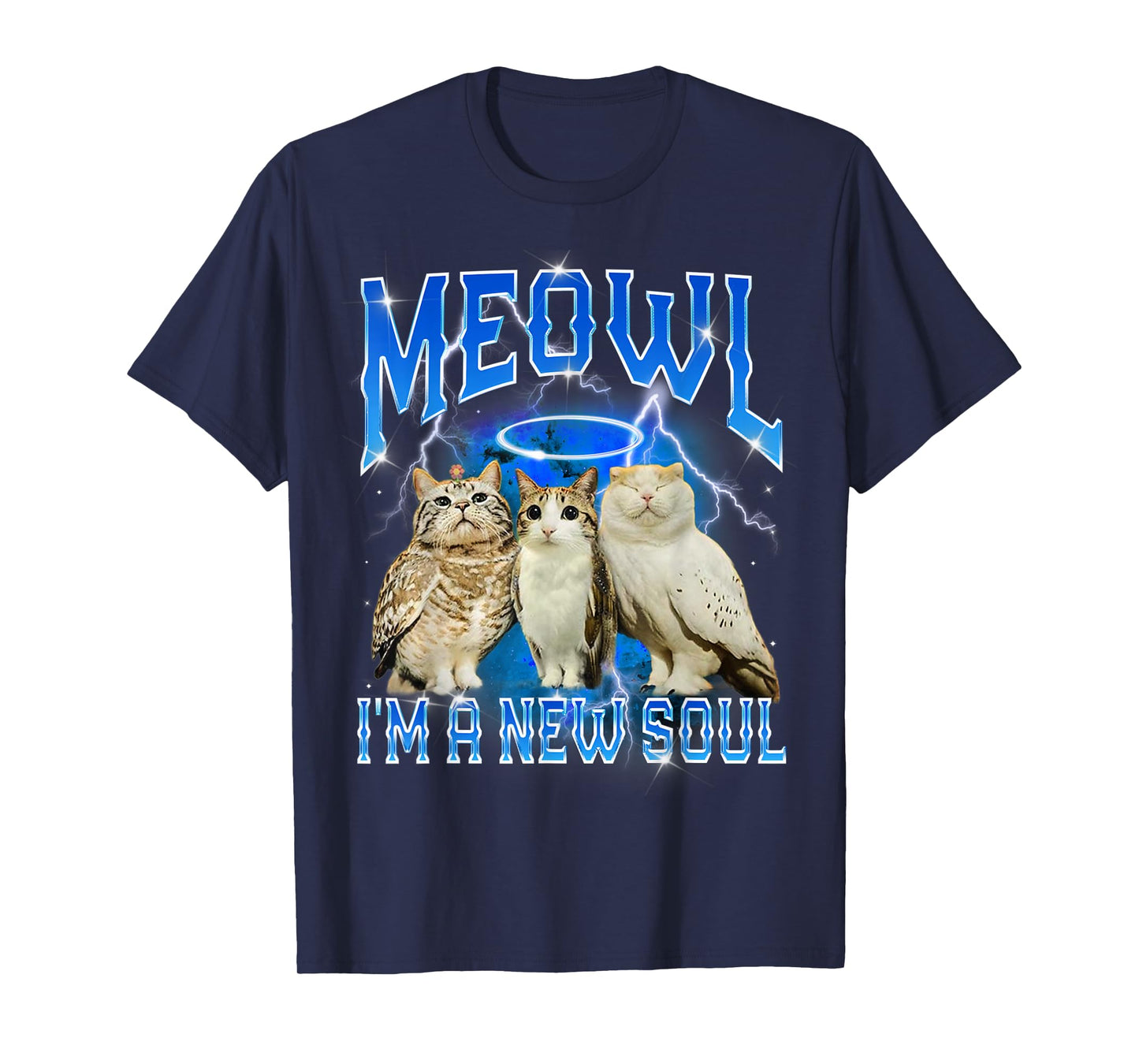 Cat Owl Funny Cursed Internet Brainrot Bootleg Meowl T-Shirt