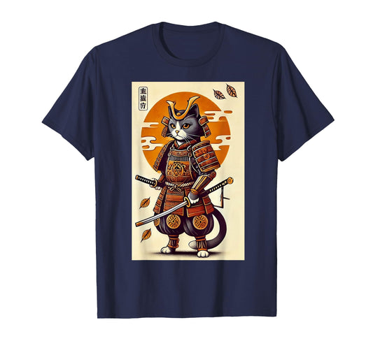 Samurai Cat Warrior Art Cat Samurai Japanese Aesthetic T-Shirt
