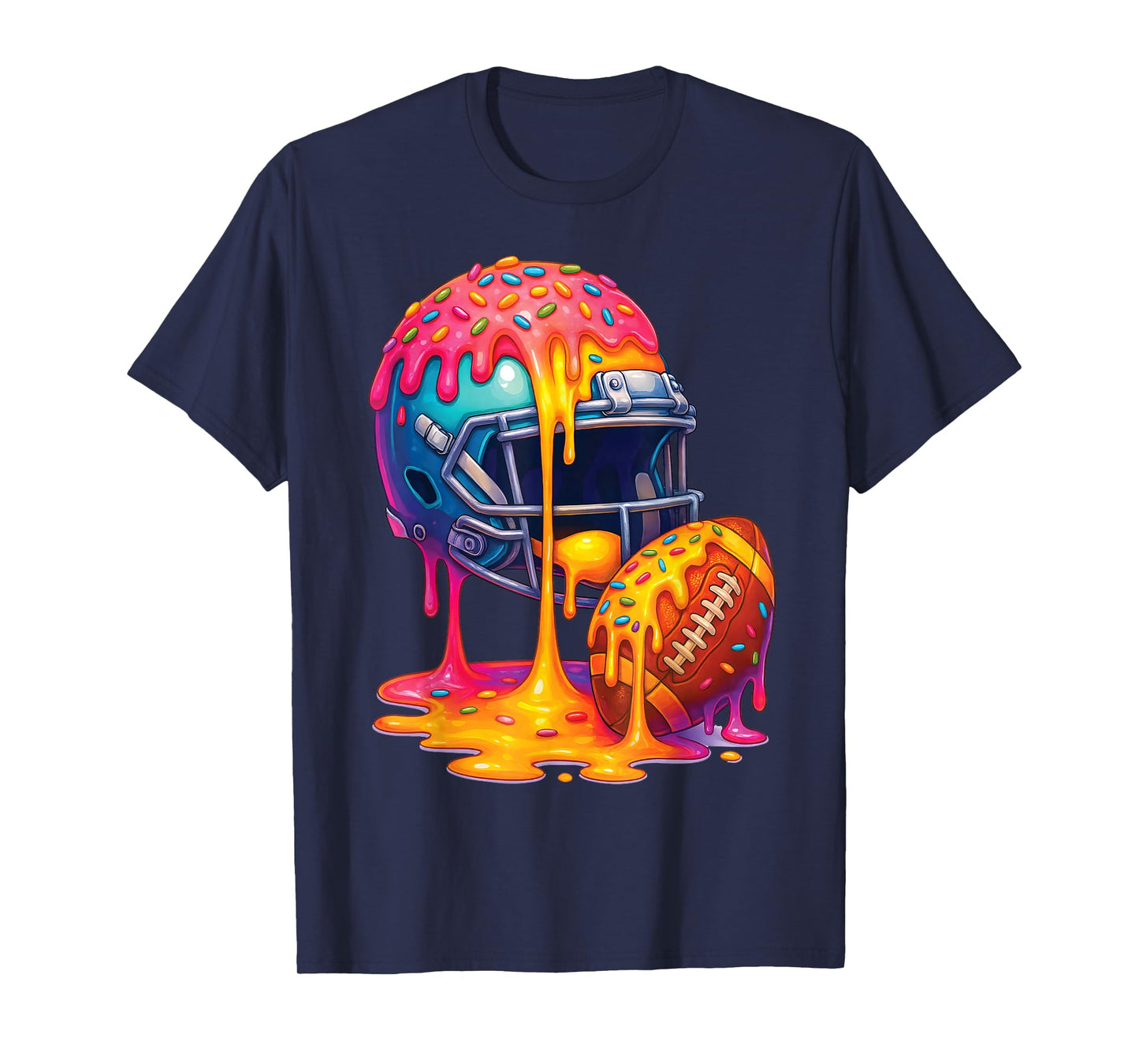 Funny Game Lovers Boys Sprinkles Ice Cream Drip Football T-Shirt