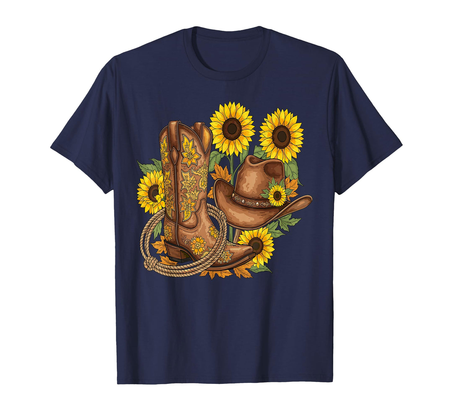 Cowboy Cowgirl Boot Hat Sunflower Western Country T-Shirt