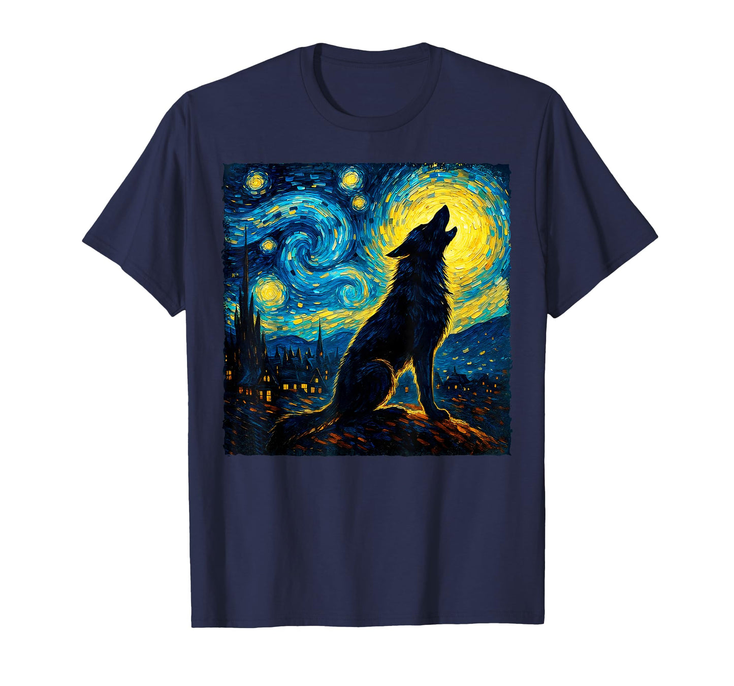 Wolf Starry Night Howling Moon Funny Gifts for Men Women Kid T-Shirt