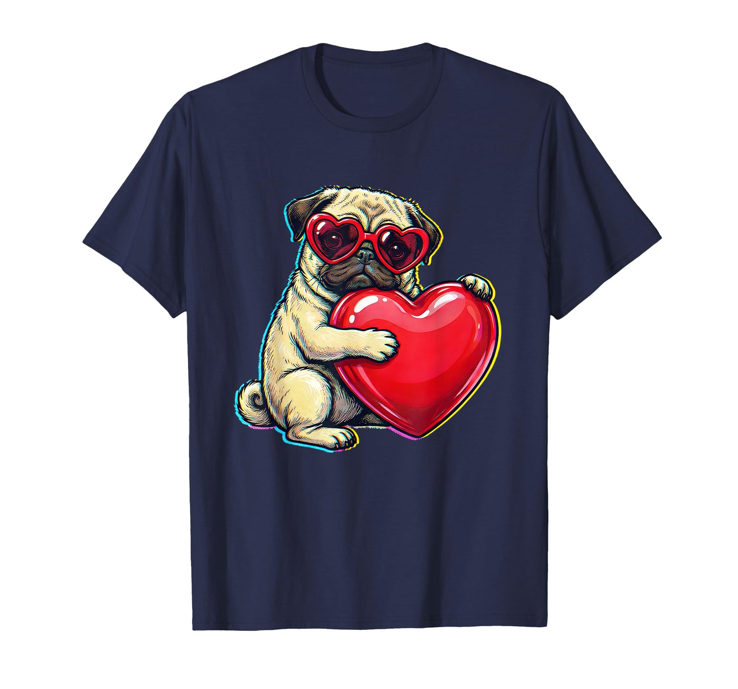 Vintage Pug Funny Youth Life Dad Mom Retro Dog Heart Meme T-Shirt