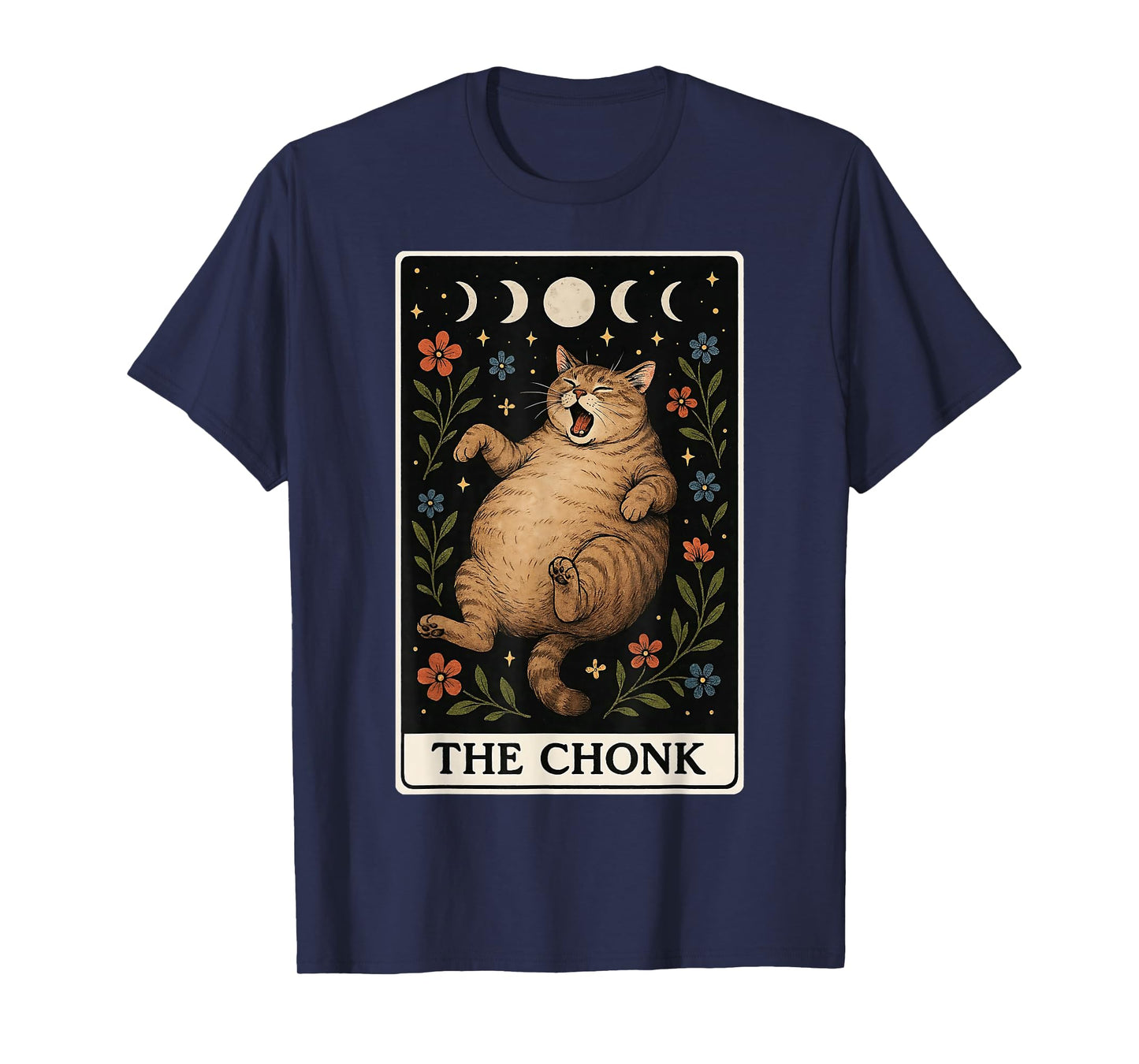 The Chonk Funny Fat Cat Meme Tabby Cat Tarot Card Witchy T-Shirt