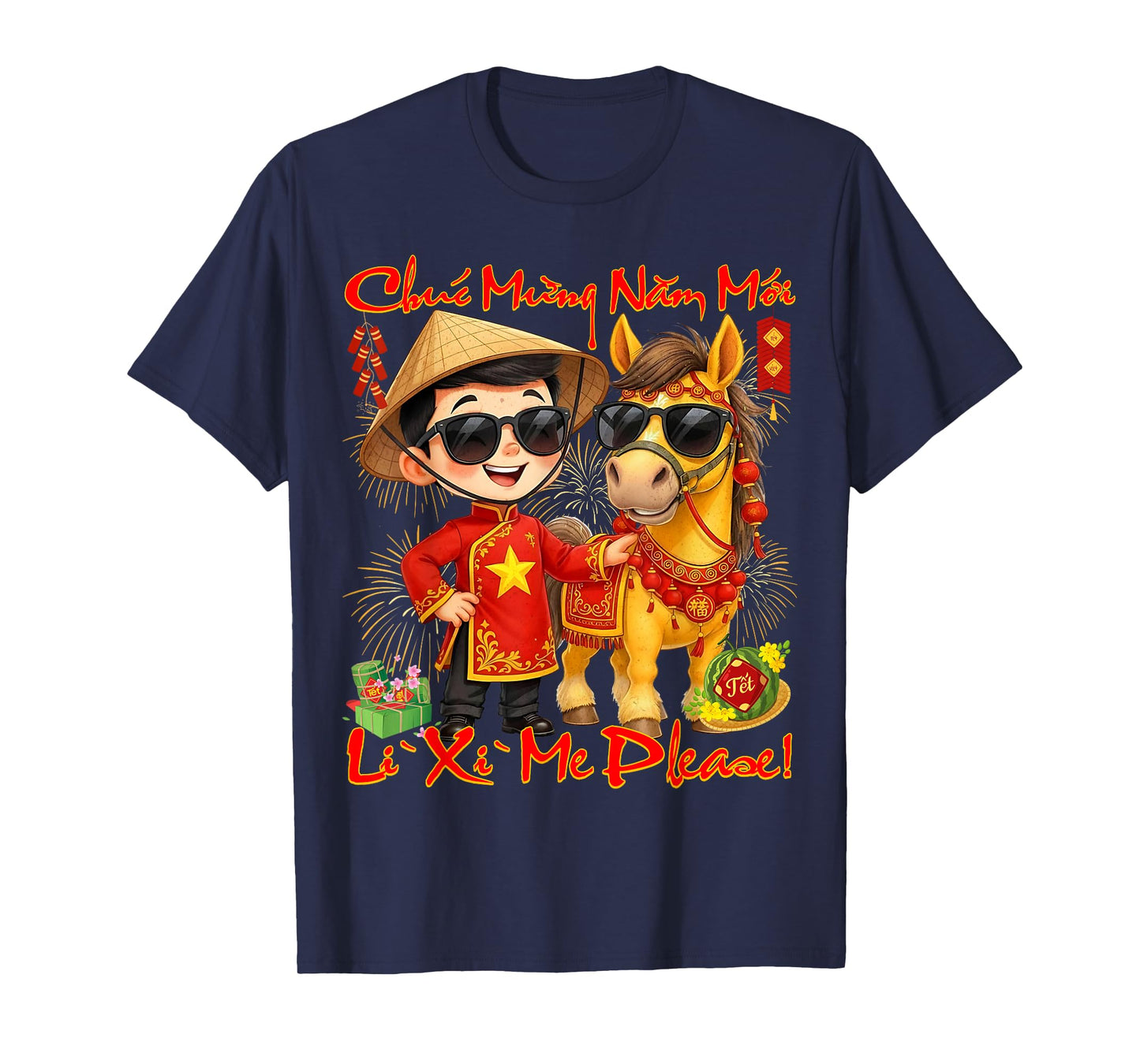 Happy TET Chuc Mung NAM Moi 2026 Li Xi Me Please Kids Boys T-Shirt