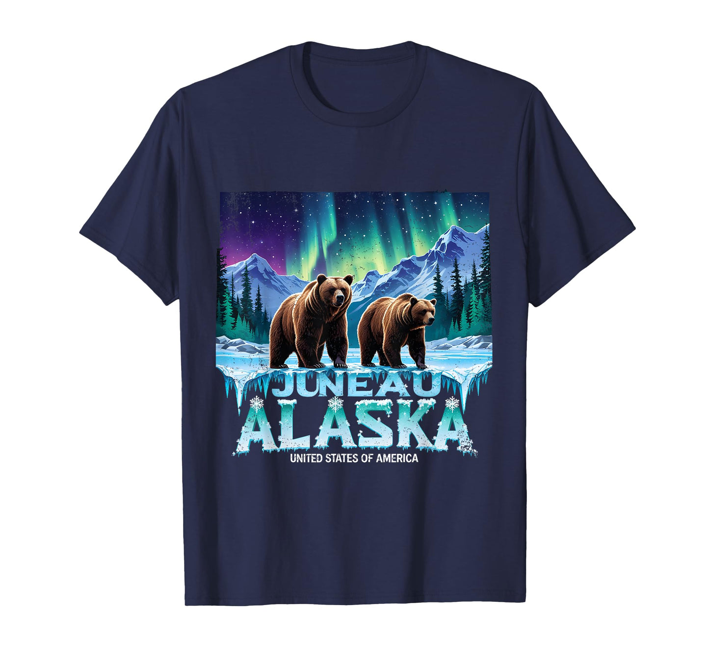 Juneau Alaska Bear Northern Lights Gift Tee T-Shirt