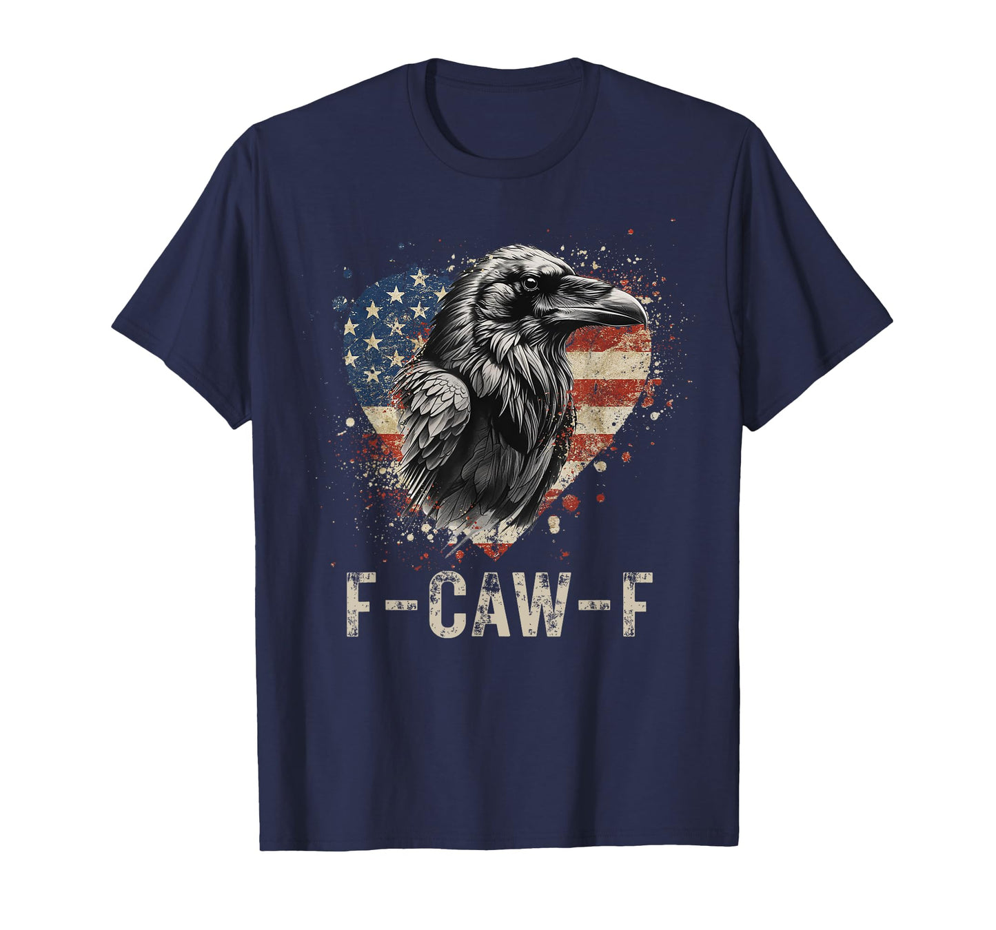 F-Caw-F Black Crow Black Bird Heart USA Flag Vintage T-Shirt