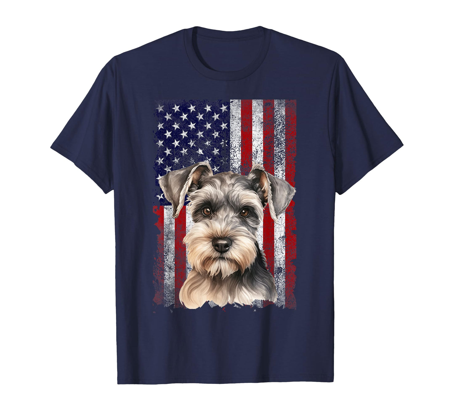 Miniature Schnauzer Dog 4th of July American Flag Patriotic T-Shirt