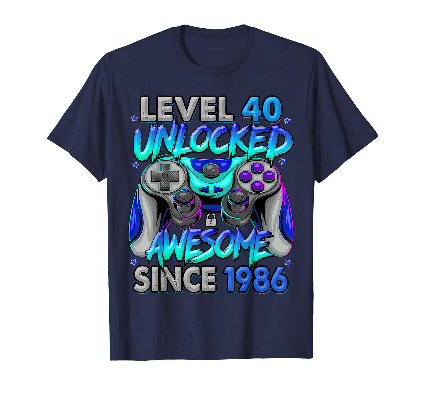 Level 40 Unlocked Awesome Since 1986 40th Birthday Gaming T-Shirt